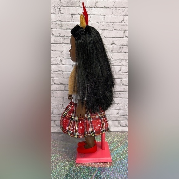 Our Generation 18" Doll by Battat Black Hair Brown Eyes Christmas Outfit Shoes - Picture 4 of 15